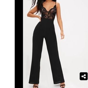 Black lace tank top jumpsuit